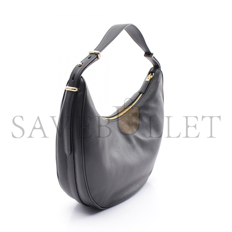 Pra*a soft grain shoulder bag  leather black 1bc212 (35*22.5*8cm)